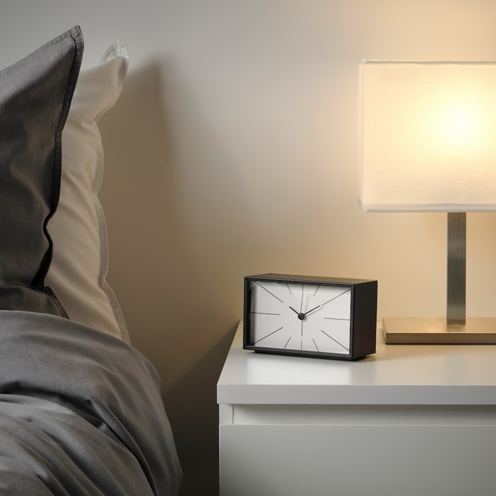 Ikea MYGGJAGARE Alarm clock,Steel/black, 6x 4x 2 ¾ " BRAND NEW